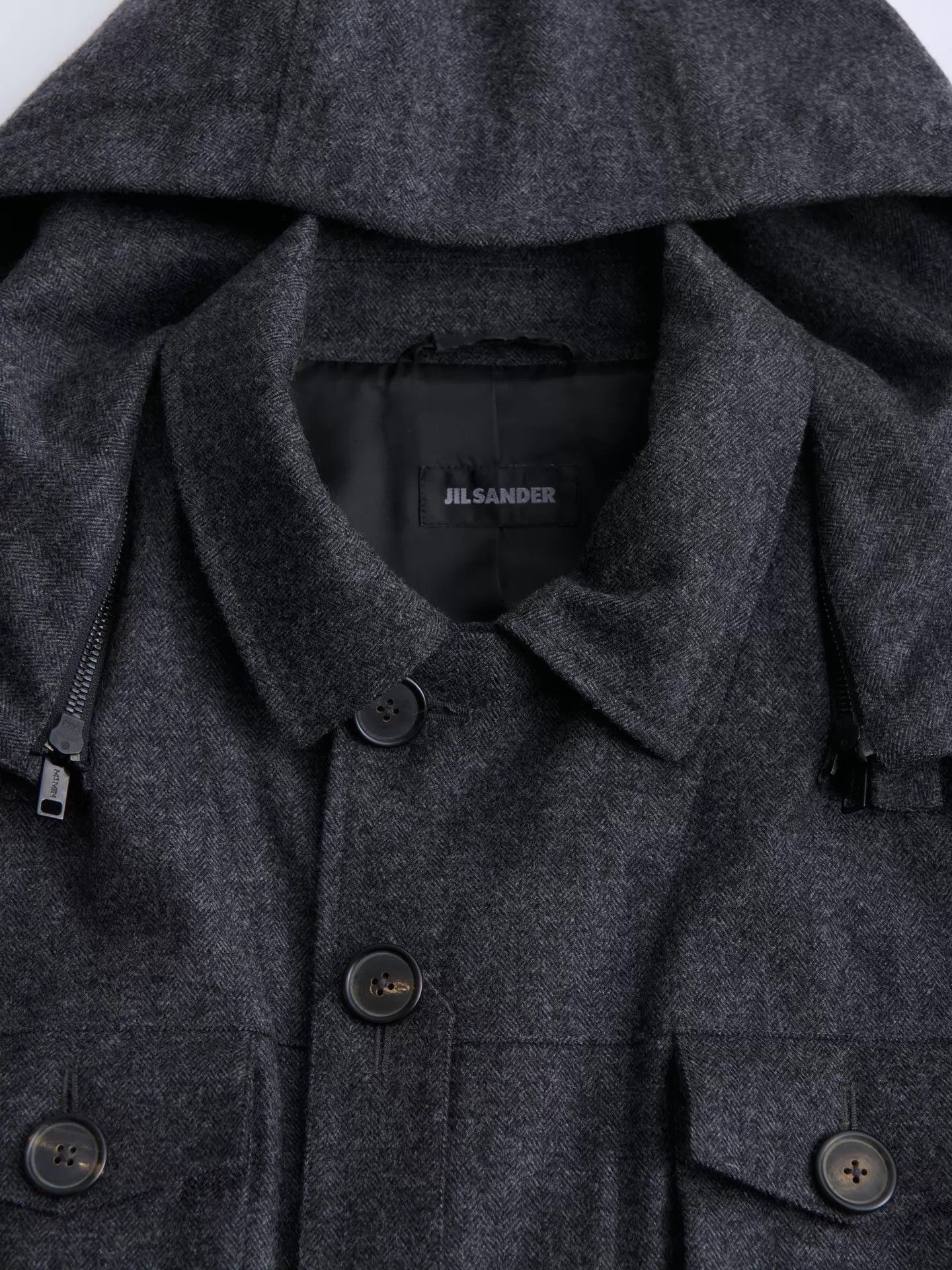 Raf Simons 00s JIL SANDER Raf Simons Gray Wool Hooded Jacket Size US L / EU 52-54 / 3 - 9 Thumbnail