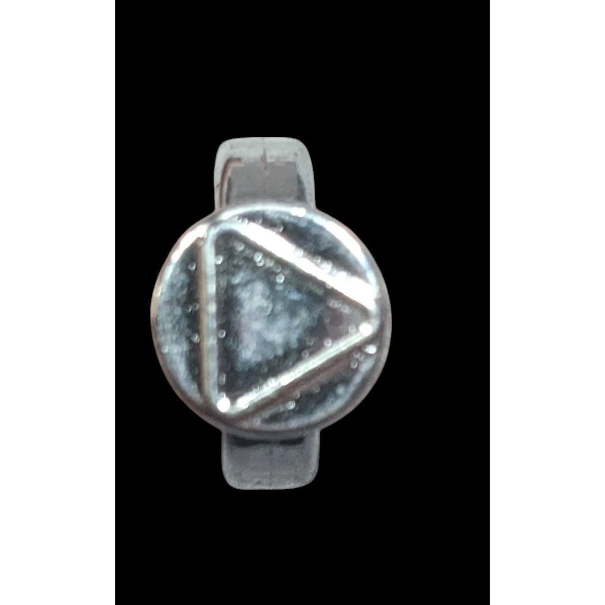 Other Casual Plastic Metallic Silver Tone Triangle Embossed Ring S Size ONE SIZE - 3 Thumbnail