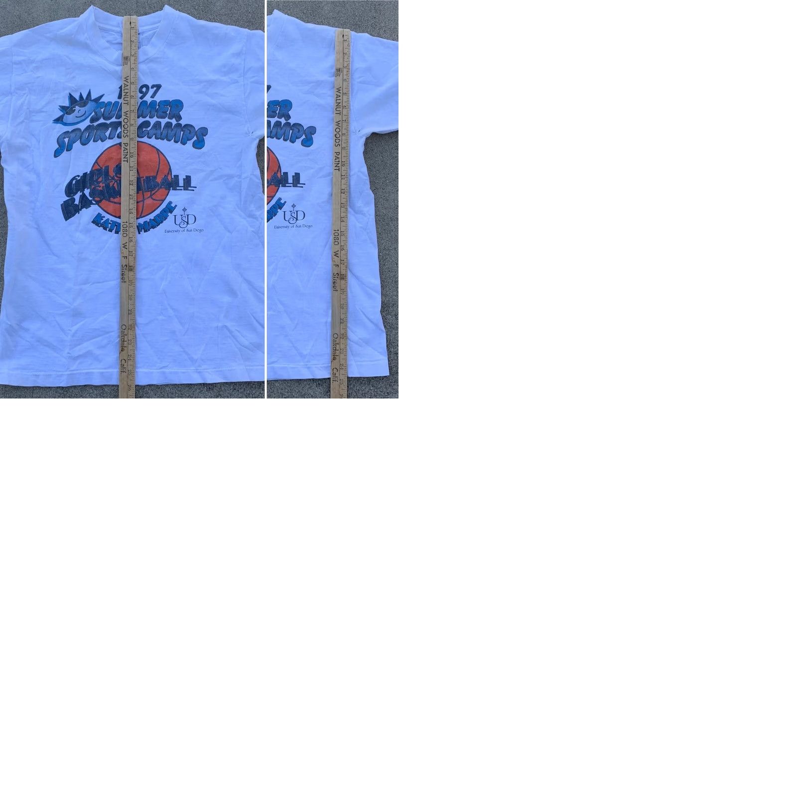 Fruit Of The Loom VINTAGE 1997 SUMMER SPORTS CAMPS GIRLS BASKETBALL University of San Diego t-shirt M White Cotton Nike? Size M / US 6-8 / IT 42-44 - 9 Thumbnail