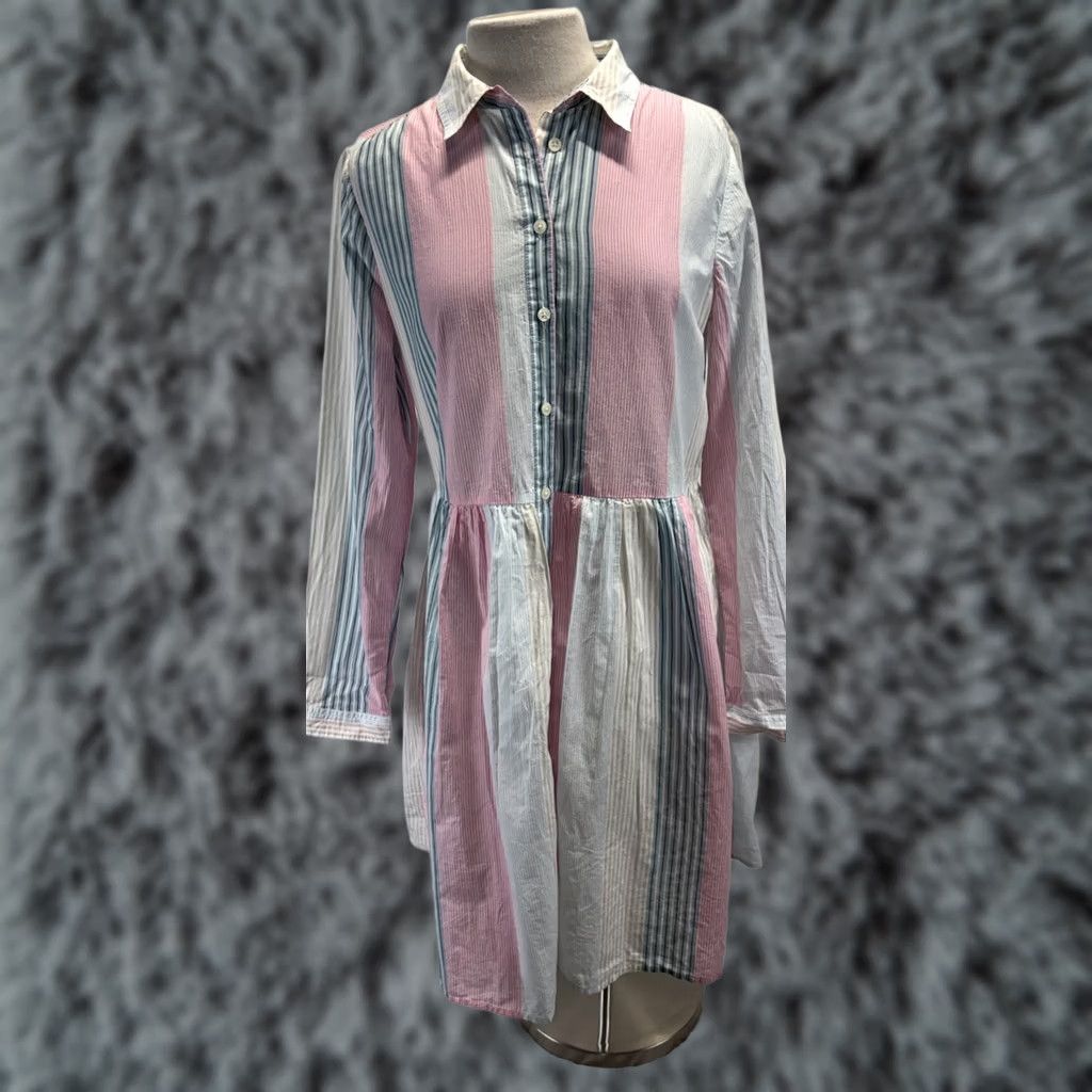 J.Crew J. Crew Striped Shirt Dress Women’s 12 Fit And Flare Pockets Preppy Contrast Size XL / US 12-14 / IT 48-50 - 1 Thumbnail
