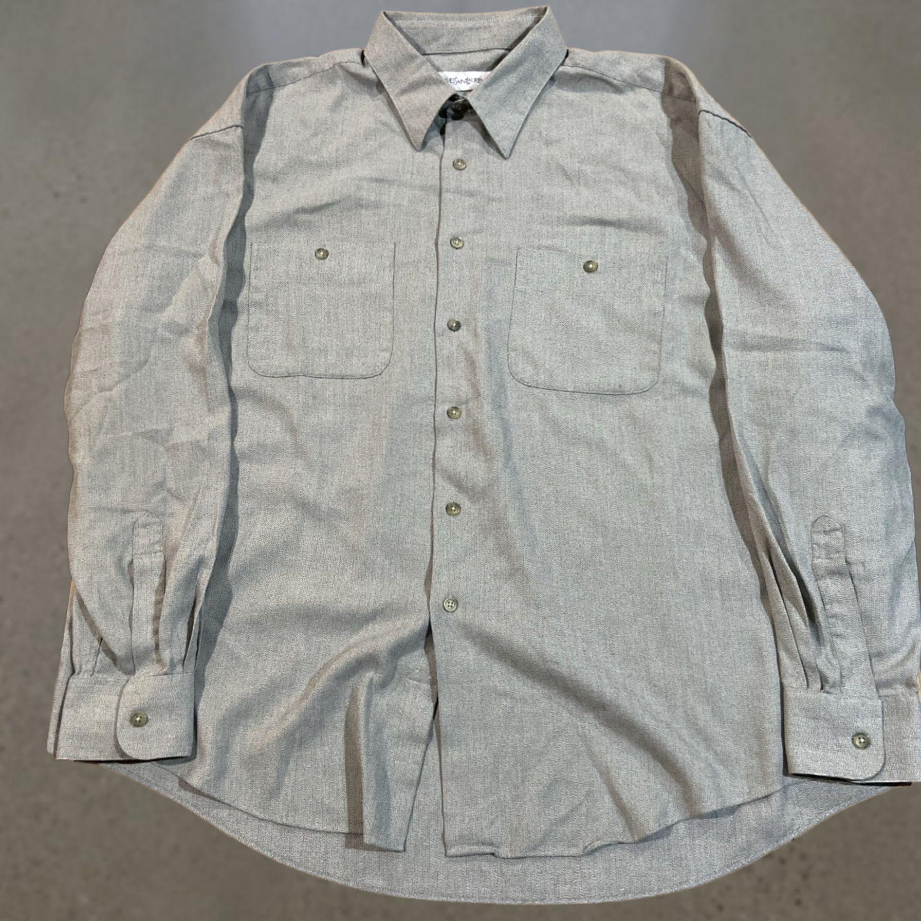 Yves Saint Laurent VINTAGE Saint Laurent YSL Button Shirt Cotton Blend Mens XL Gray Size US XL / EU 56 / 4 - 1 Thumbnail