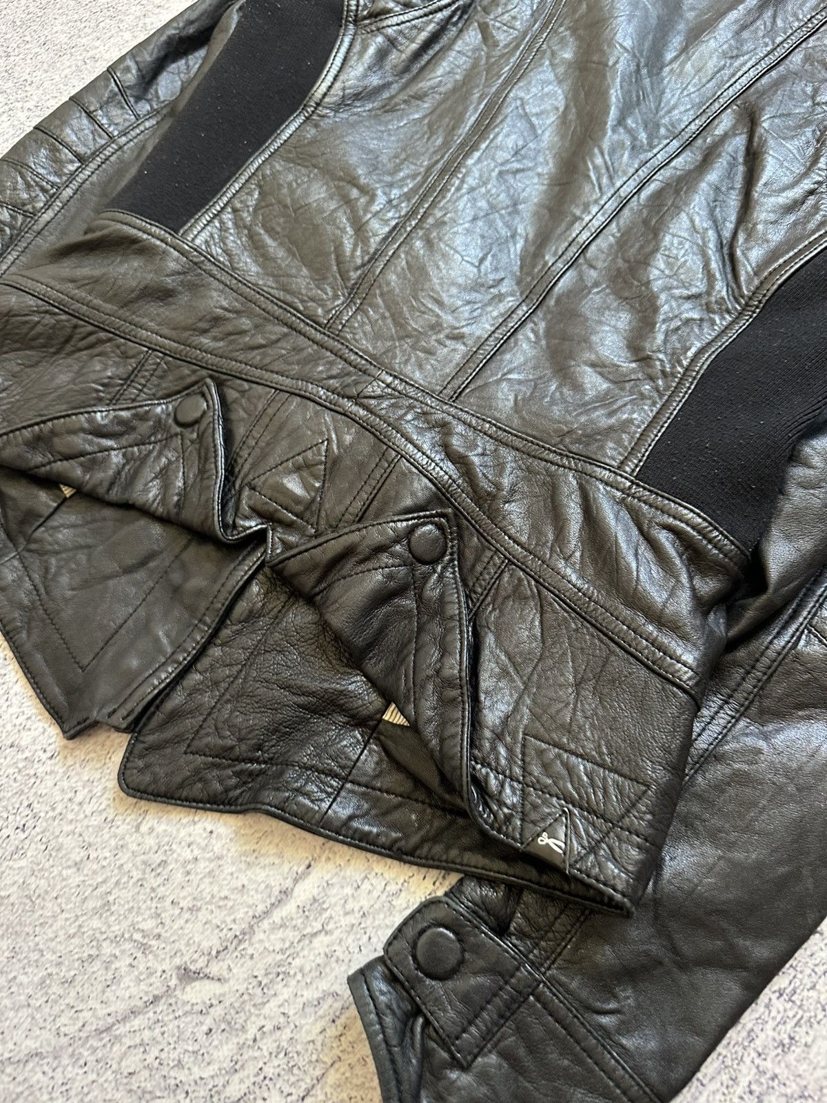 DENHAM Awant-garde Denham Leather Biker Jacket Rick Owens Style Y2K Size M / US 6-8 / IT 42-44 - 17 Thumbnail