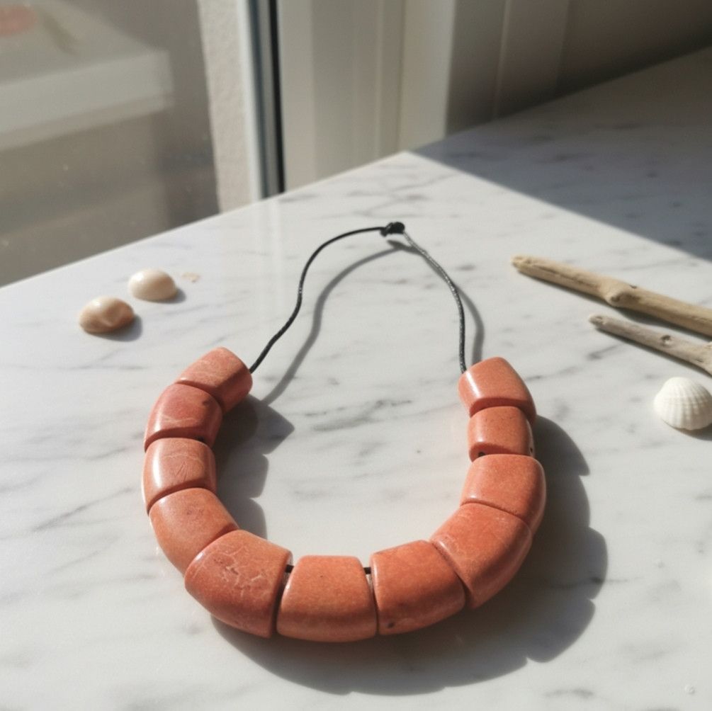 Vintage Vintage Bohemian Coral-Toned Beaded Necklace - Tribal Size ONE SIZE - 3 Thumbnail