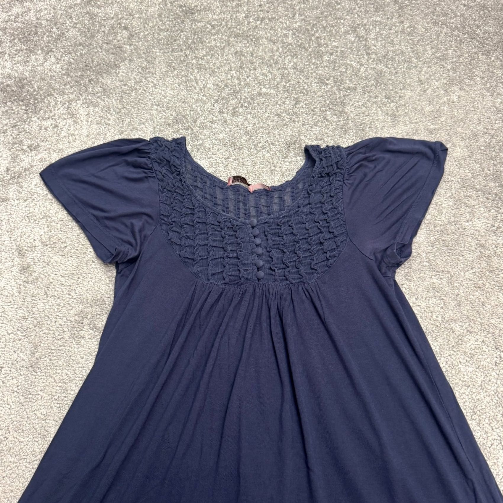 Juicy Couture Juicy Couture Dress Womens Medium Navy Blue Smocked Knit Flutter Sleeve A-Line Size M / US 6-8 / IT 42-44 - 4 Thumbnail
