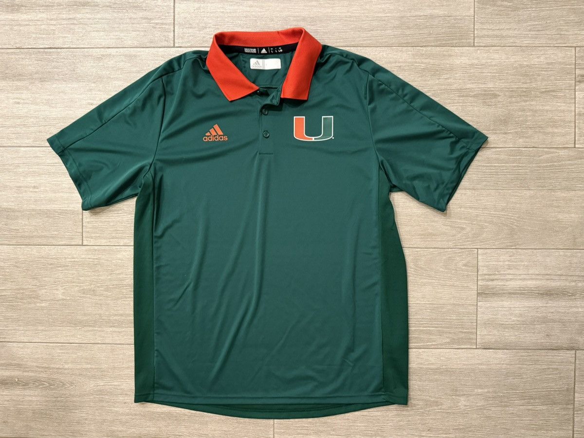 Adidas adidas Miami Hurricanes Green Orange Climate Polo Shirt Sz L Size US L / EU 52-54 / 3 - 1 Thumbnail