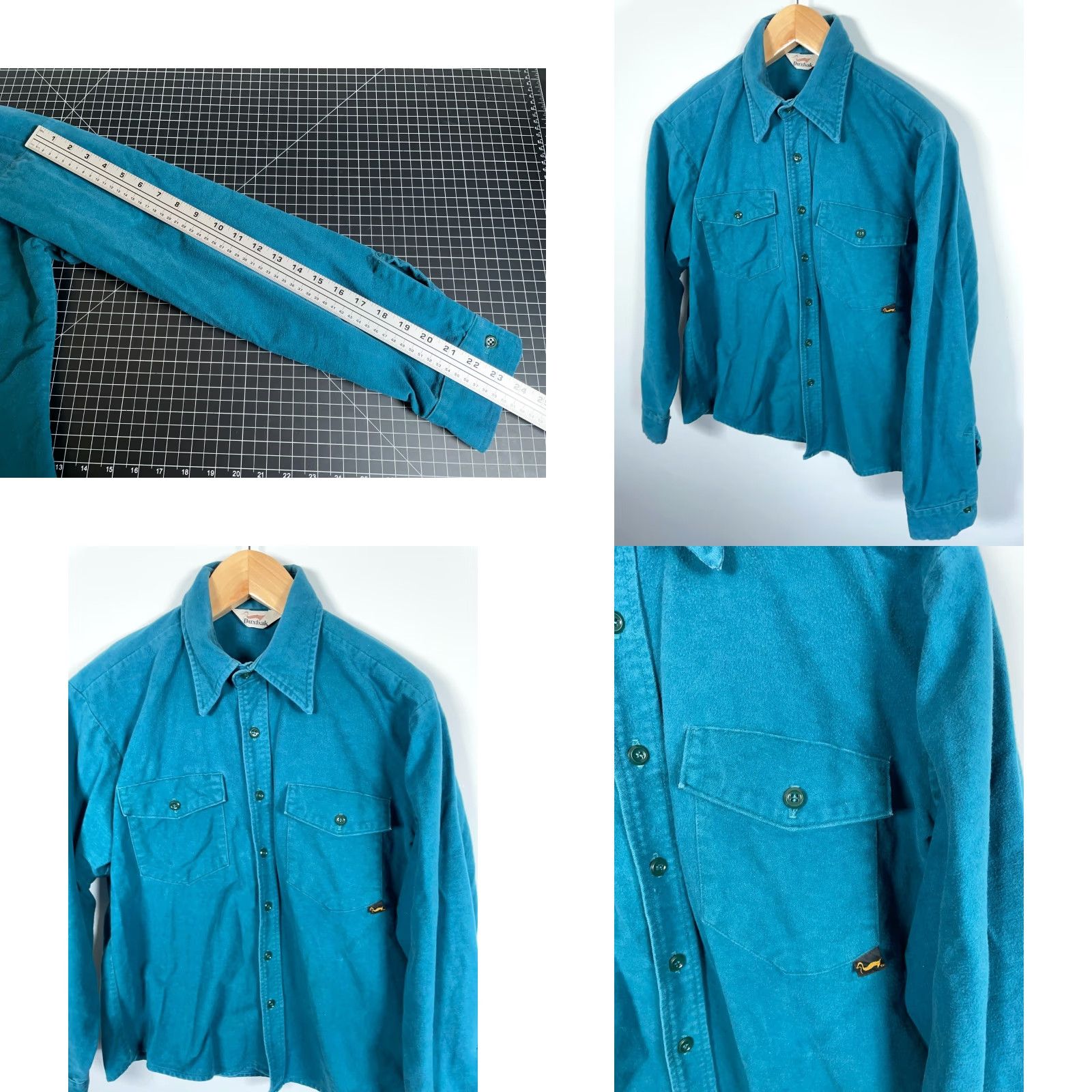 CLOT VINTAGE Duxbak Shirt Chamois Cloth Men XL Teal Heavyweight Workwear Long Sleeve Button-Up Collared Pocketed Size US XL / EU 56 / 4 - 8 Thumbnail