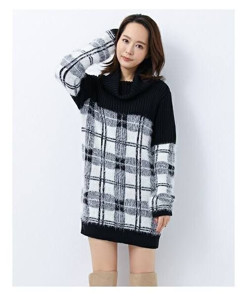 14th Addiction × Beauty Beast × Japanese Brand Japanese Brand Checkered Off-White Turtlenck Knit Dress Size M / US 6-8 / IT 42-44 - 1 Thumbnail