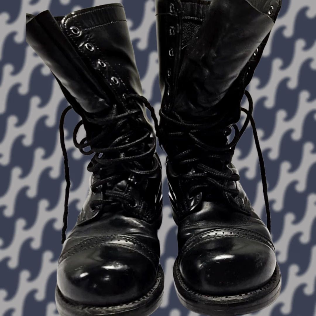 Vintage VINTAGE Corcoran Black Leather Military Combat Boots Men 6.5M Lace Up USA Made Size US 7 / EU 40 - 1 Thumbnail