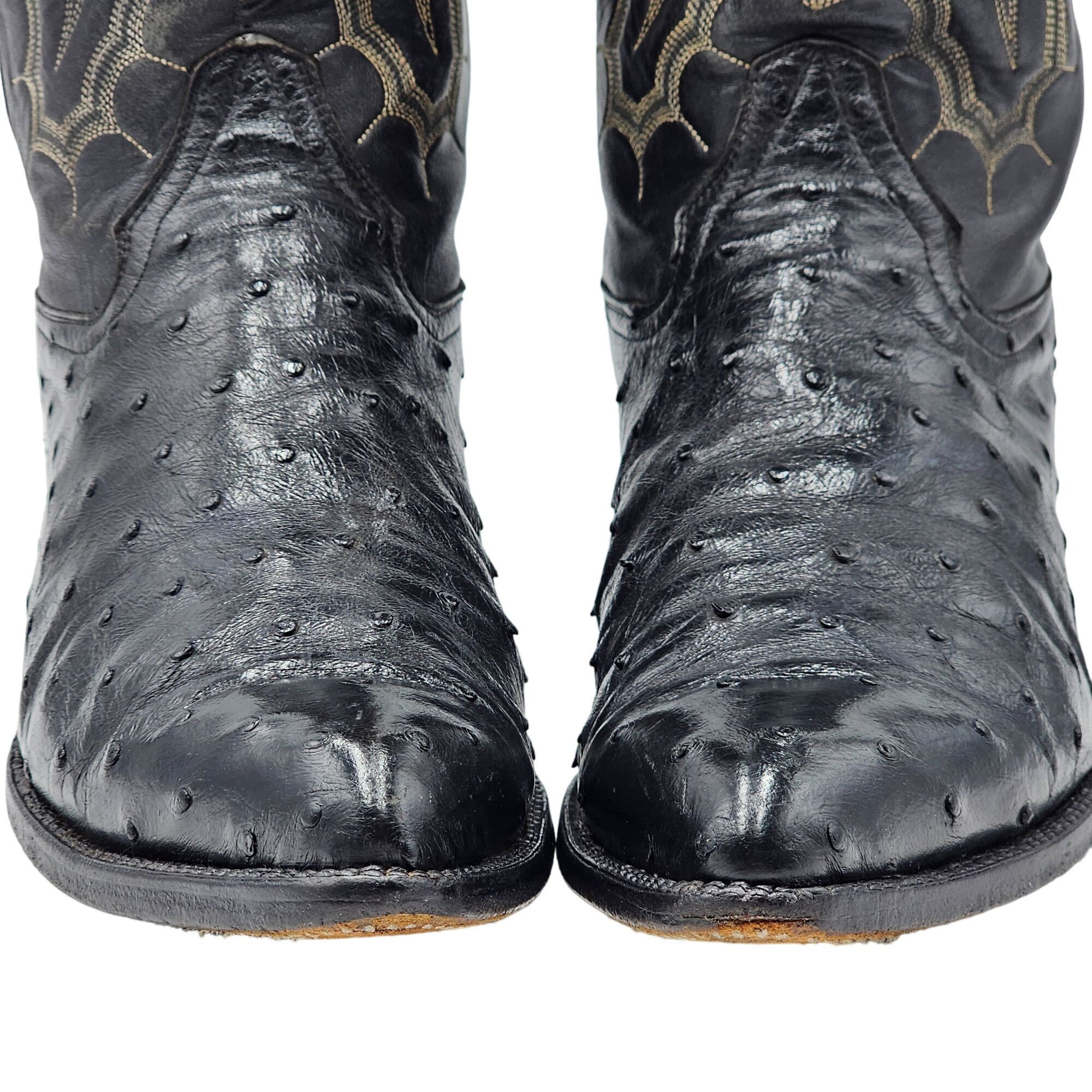 Other Vintage Honcho Boots Exotic Full Quill Ostrich Black Cowboy Size US 10 / EU 43 - 12 Thumbnail