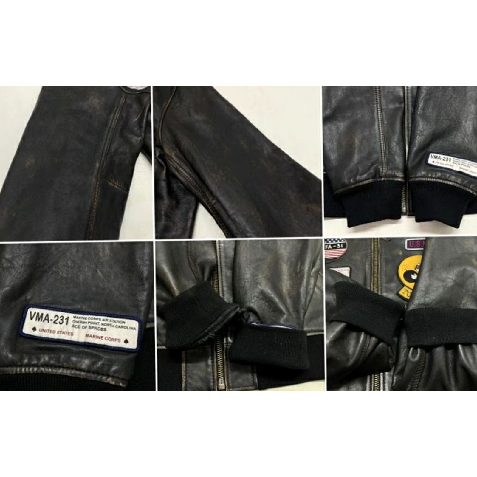 AVIREX Leather Blouson Men's XXL Brown Aged Patina Vintage