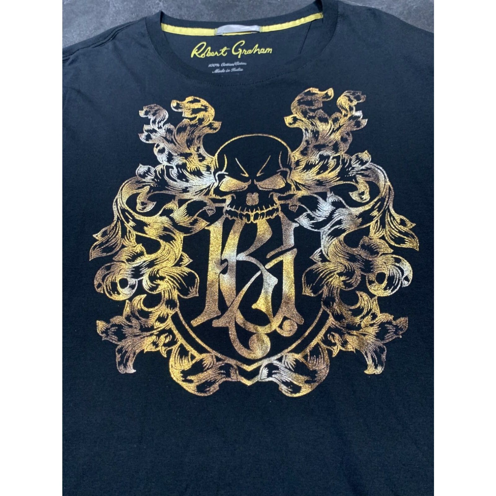 Robert Graham Robert Graham Skull Short Sleeve T Shirt Tee Large Black Mens Size US L / EU 52-54 / 3 - 2 Thumbnail