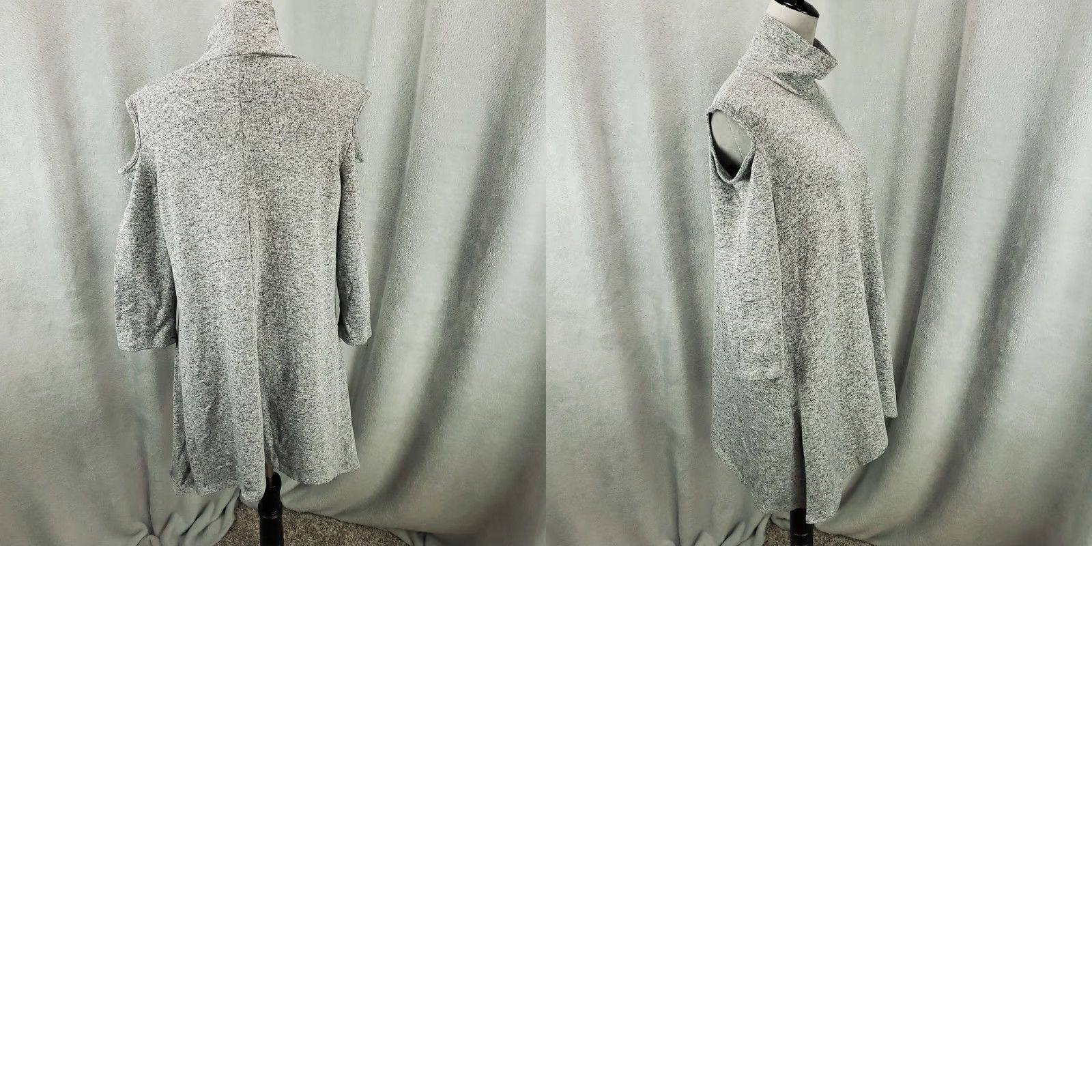 Vintage Clara Sun Woo Cold Shoulder Top Womens L Gray Heathered Cowl Turtleneck Blouse Pullover Casual Sleeve Knit Tunic - 100% from original words Size L / US 10 / IT 46 - 8 Thumbnail