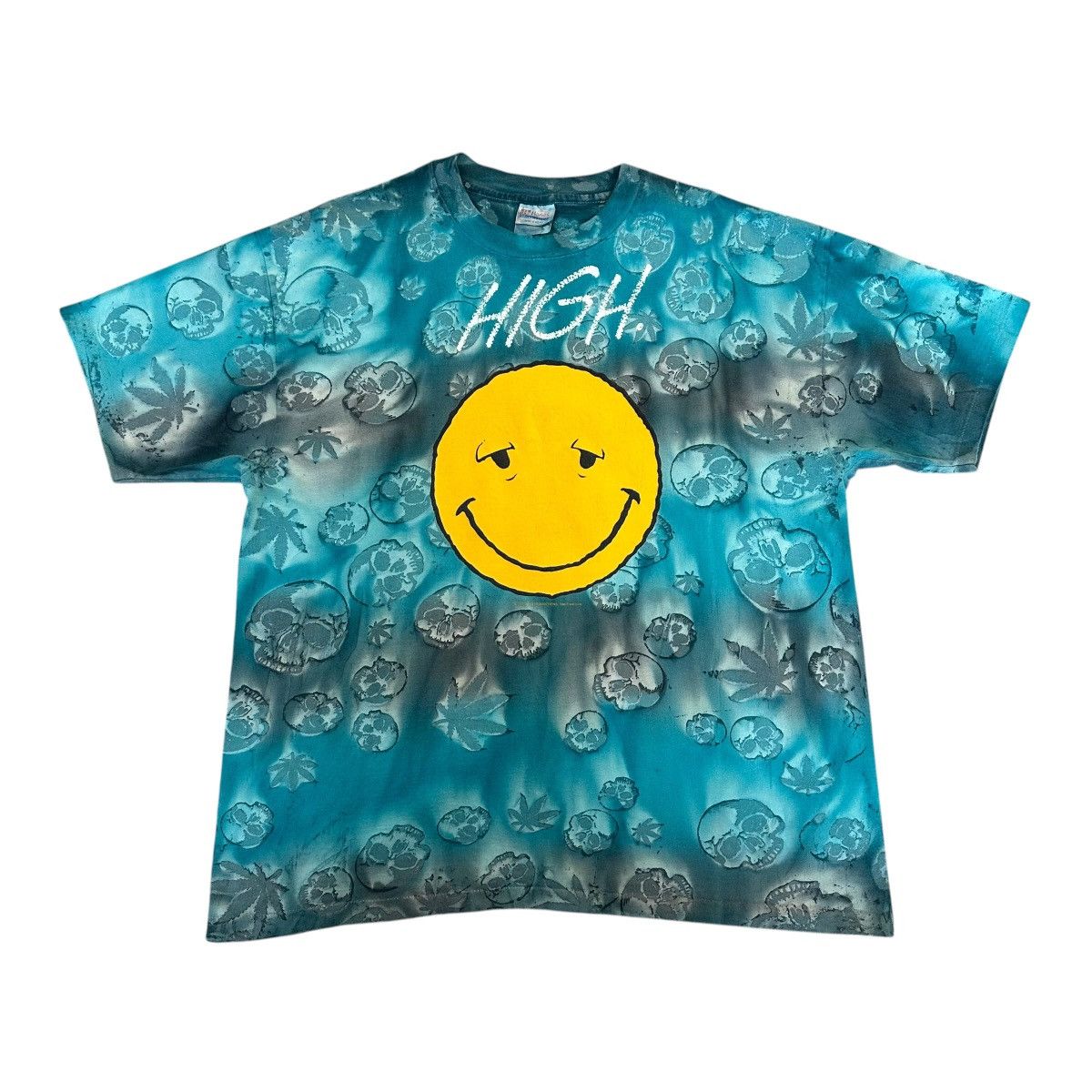 Hanes Vintage 1995 High Smiley Face all over print skulls shirt XL Size US XL / EU 56 / 4 - 1 Thumbnail