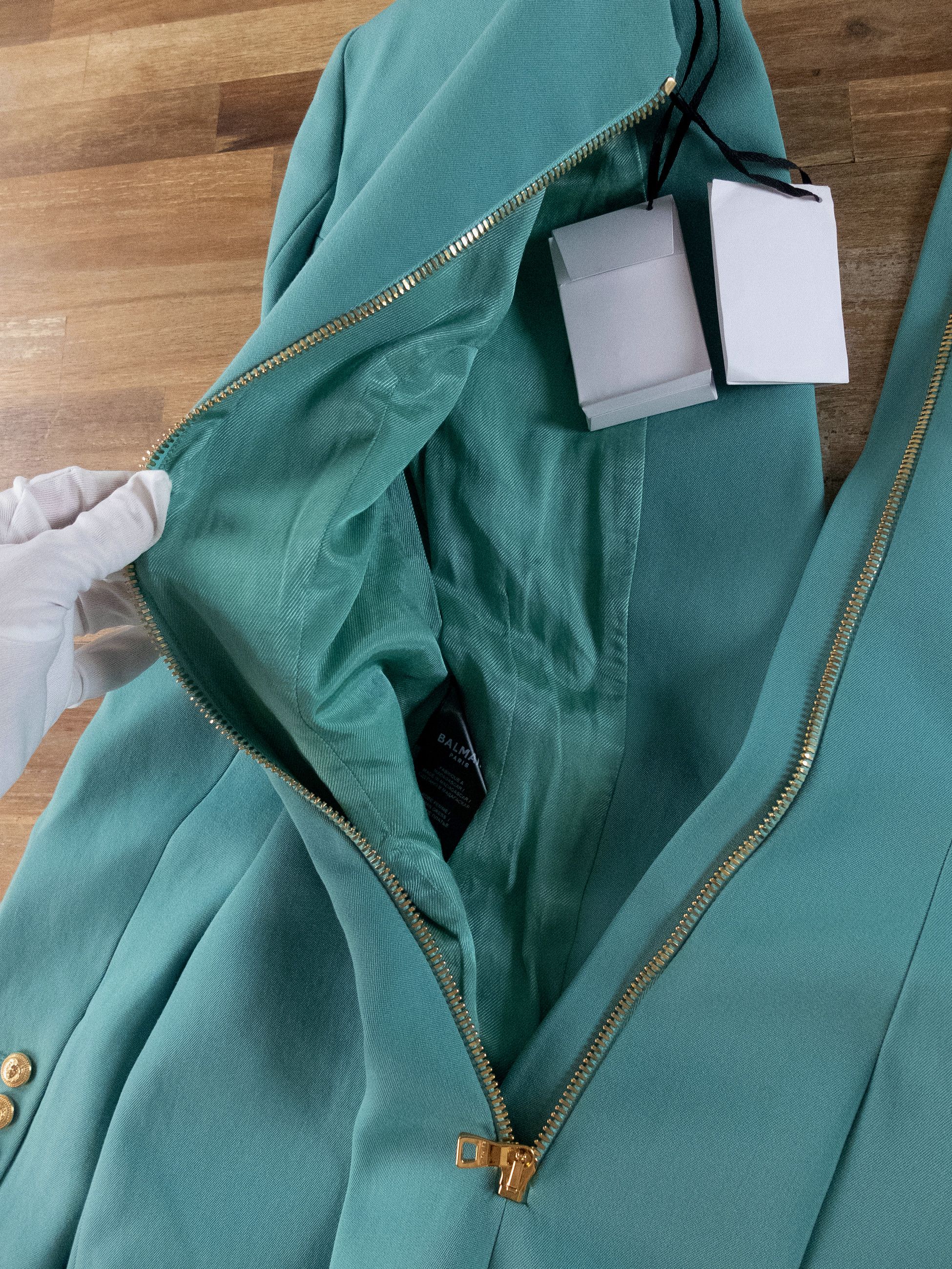Balmain BALMAIN green wool single button mini jacket dress 6 / 38 FR Size M / US 6-8 / IT 42-44 - 13 Thumbnail