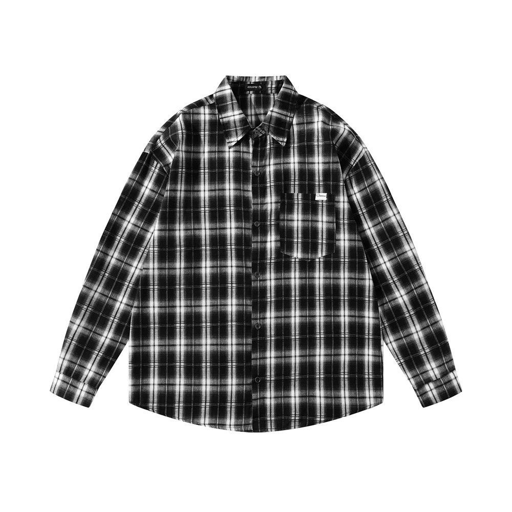 Vintage Men's Japanese loose street casual plaid long-sleeved shirt Size US M / EU 48-50 / 2 - 1 Thumbnail