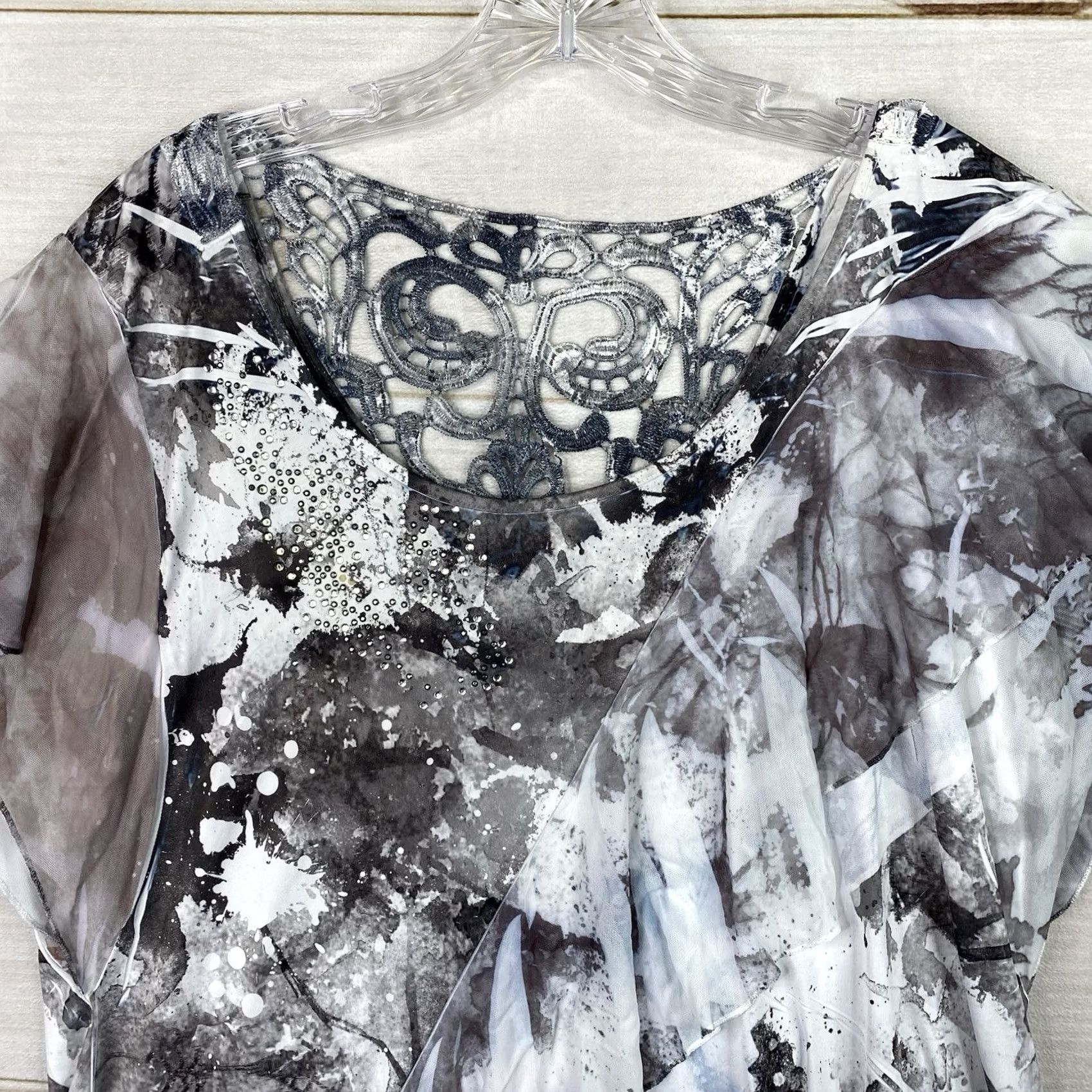 Style & Co Style&co Top Womens XL Multicolor Tie Dye Ruffle Studded Overlay Jersey Cap Sleeve Pullover Casual Shirt Womens XL Size XL / US 12-14 / IT 48-50 - 2 Thumbnail