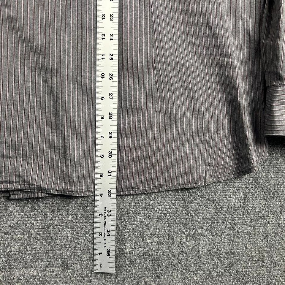 John Varvatos John Varvatos Shirt Mens 2XL Gray Striped Button Up XXL Size US XXL / EU 58 / 5 - 6 Thumbnail