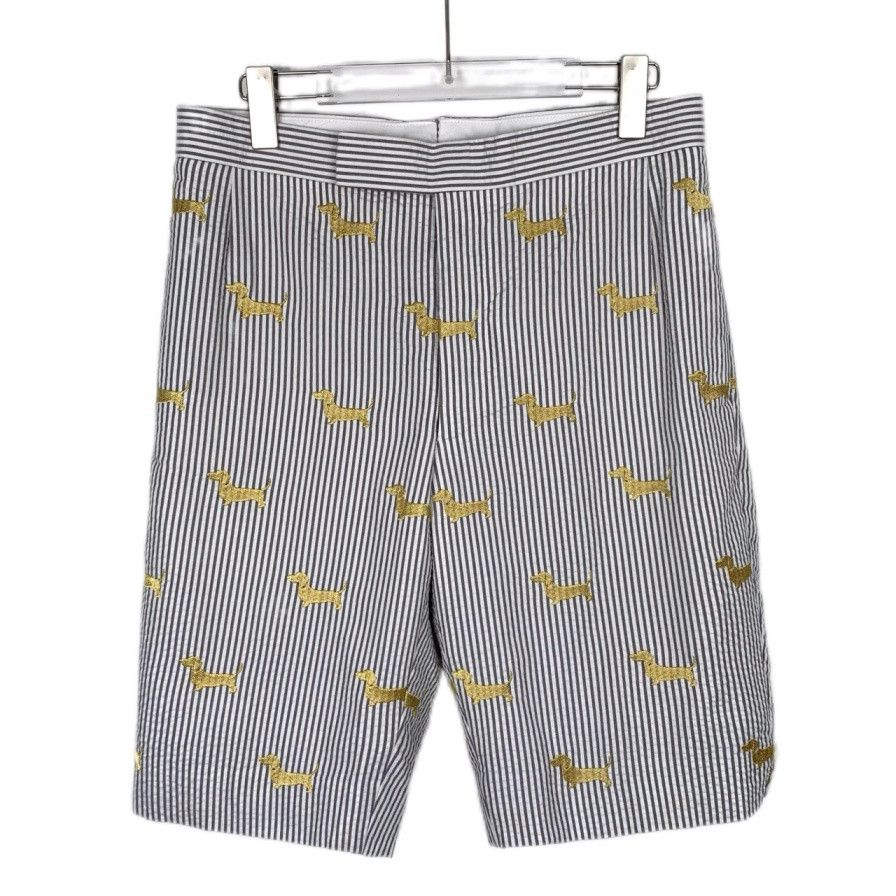 Thom Browne Thom Browne Gold Thread Dog Grey Cotton Shorts Size US 36 / EU 52 - 1 Thumbnail