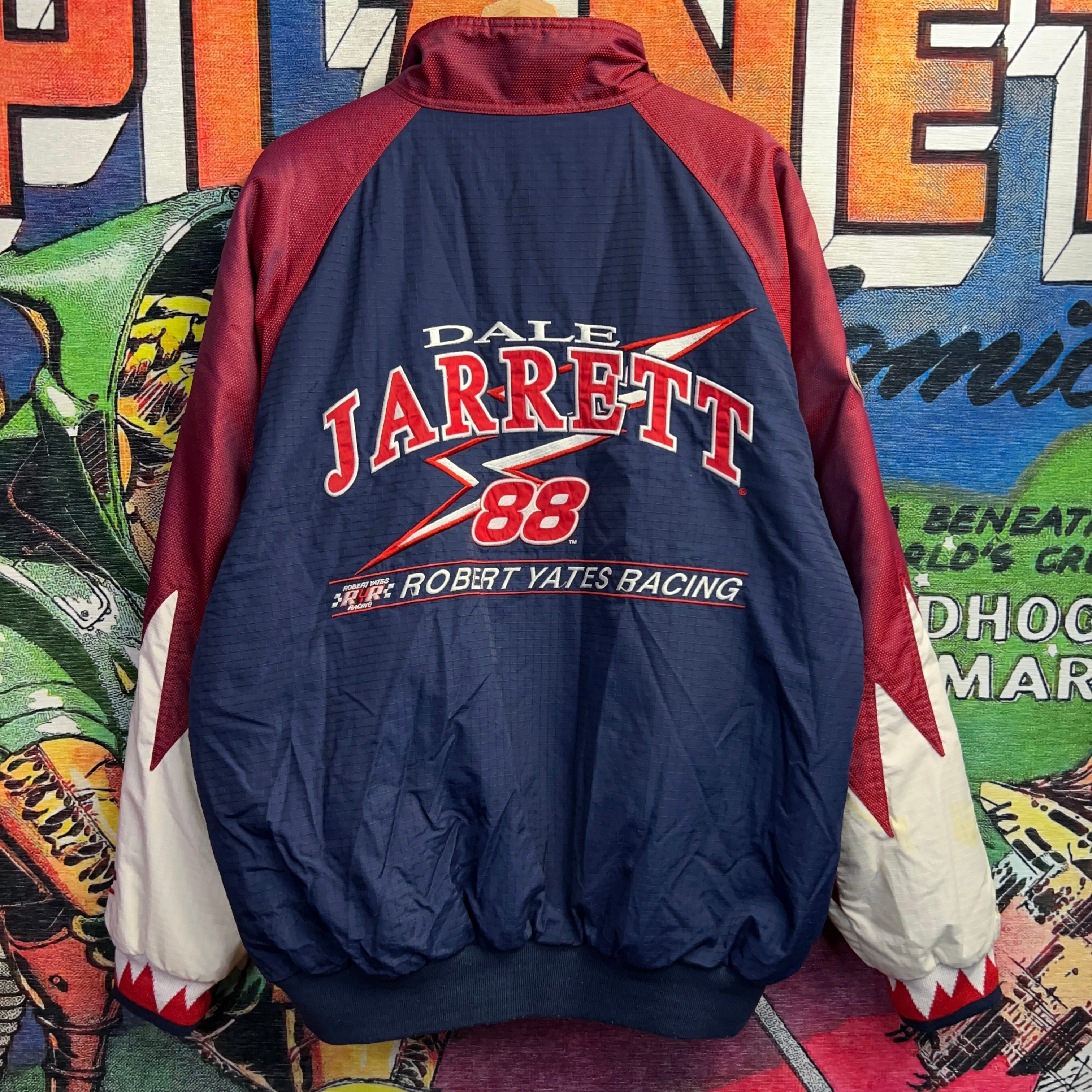 image of Y2K Nascar Dale Jarret Puffer Jacket Size Large in Navy, Men's