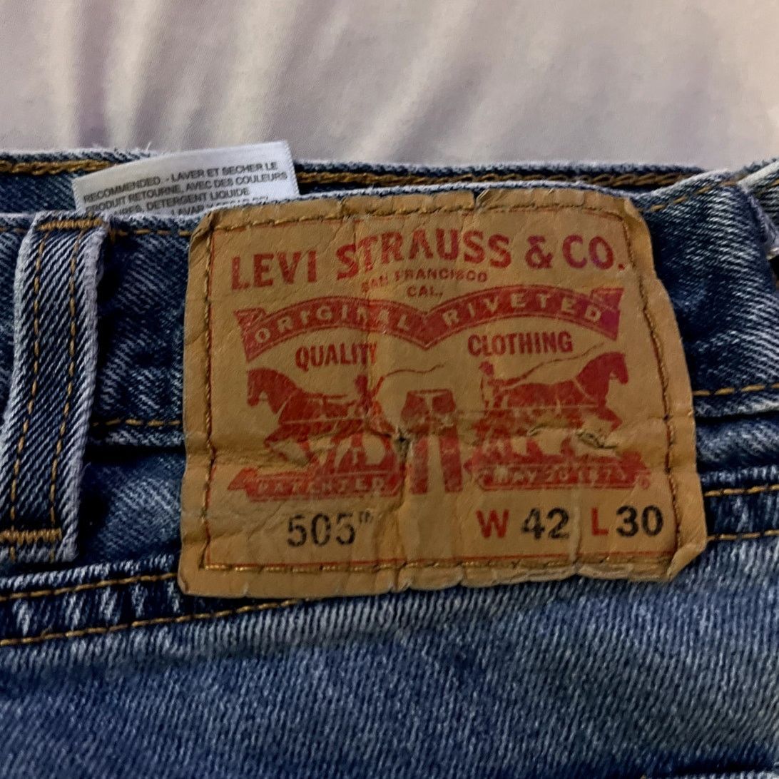 Levi's Levi's 505 Men's Jeans W42 L30 Straight Leg Blue Denim Size US 42 / EU 58 - 4 Thumbnail