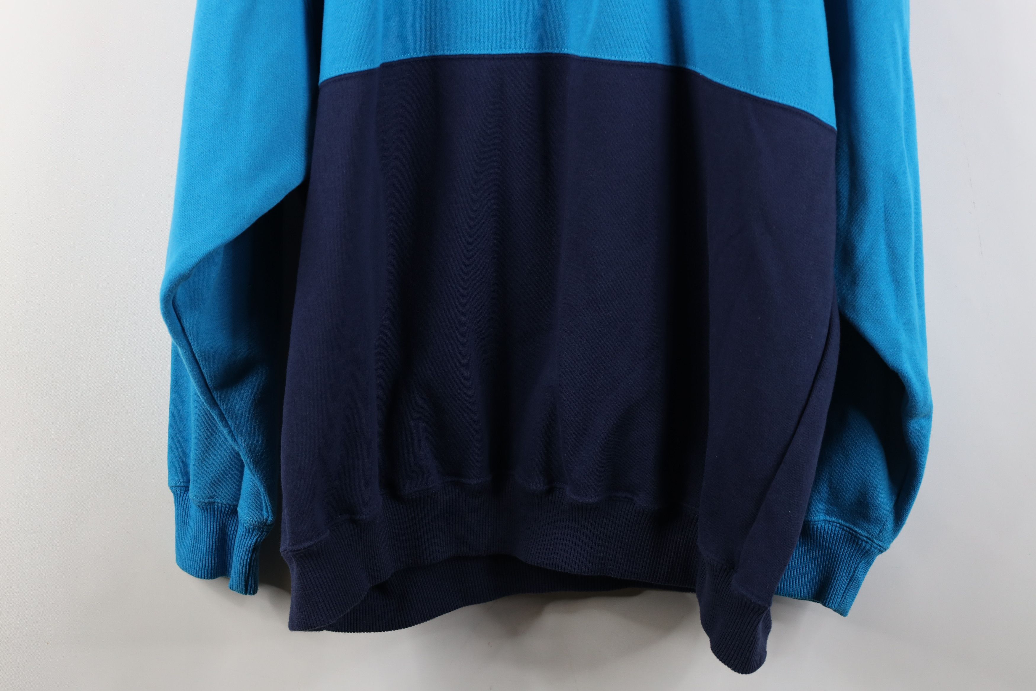 Vintage Vintage 90s Streetwear Block Baggy Henley Sweatshirt Blue Size US XL / EU 56 / 4 - 12 Thumbnail