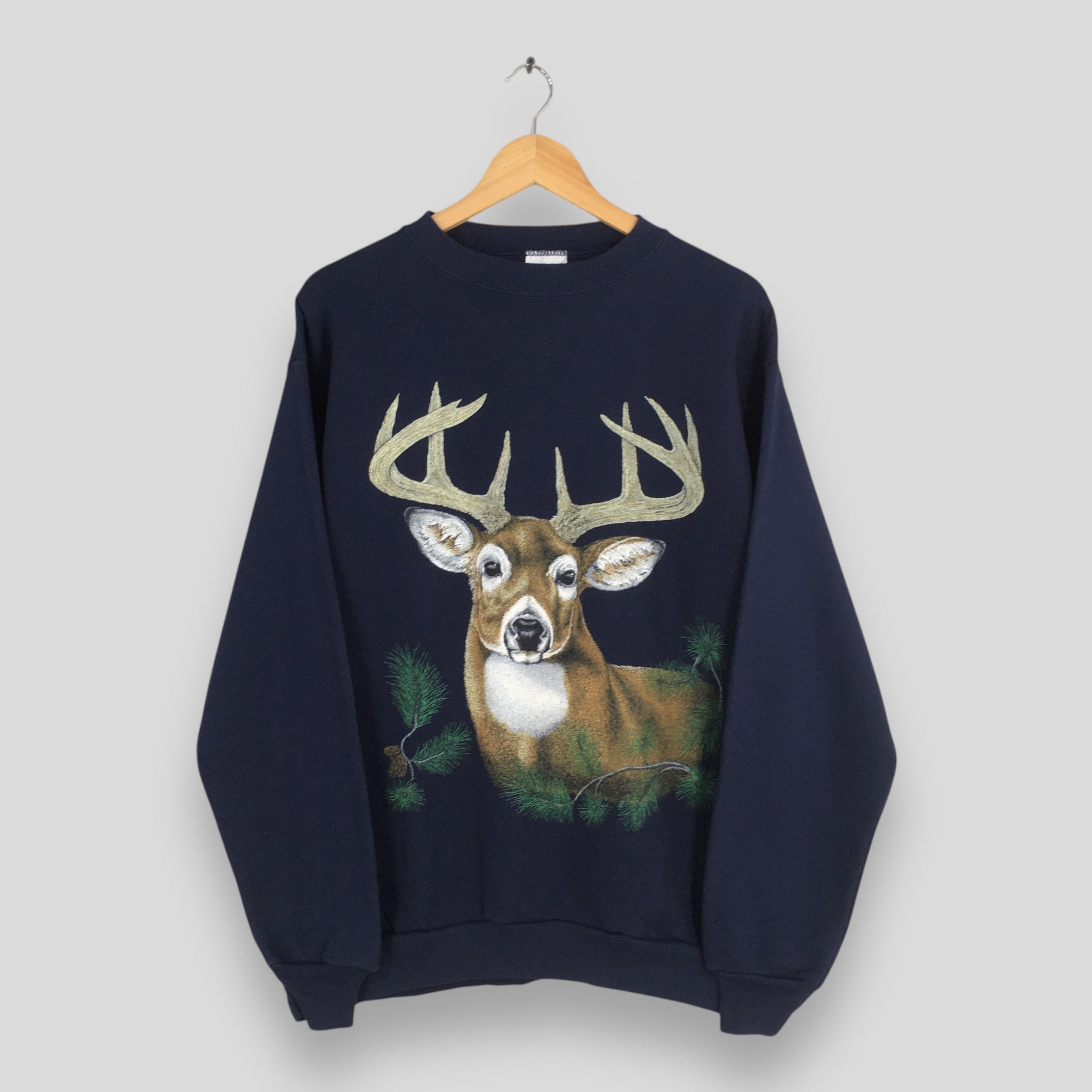 Habitat Vintage Deer Animal White-Tailed Blue Sweatshirt XLarge Size US XL / EU 56 / 4 - 1 Thumbnail