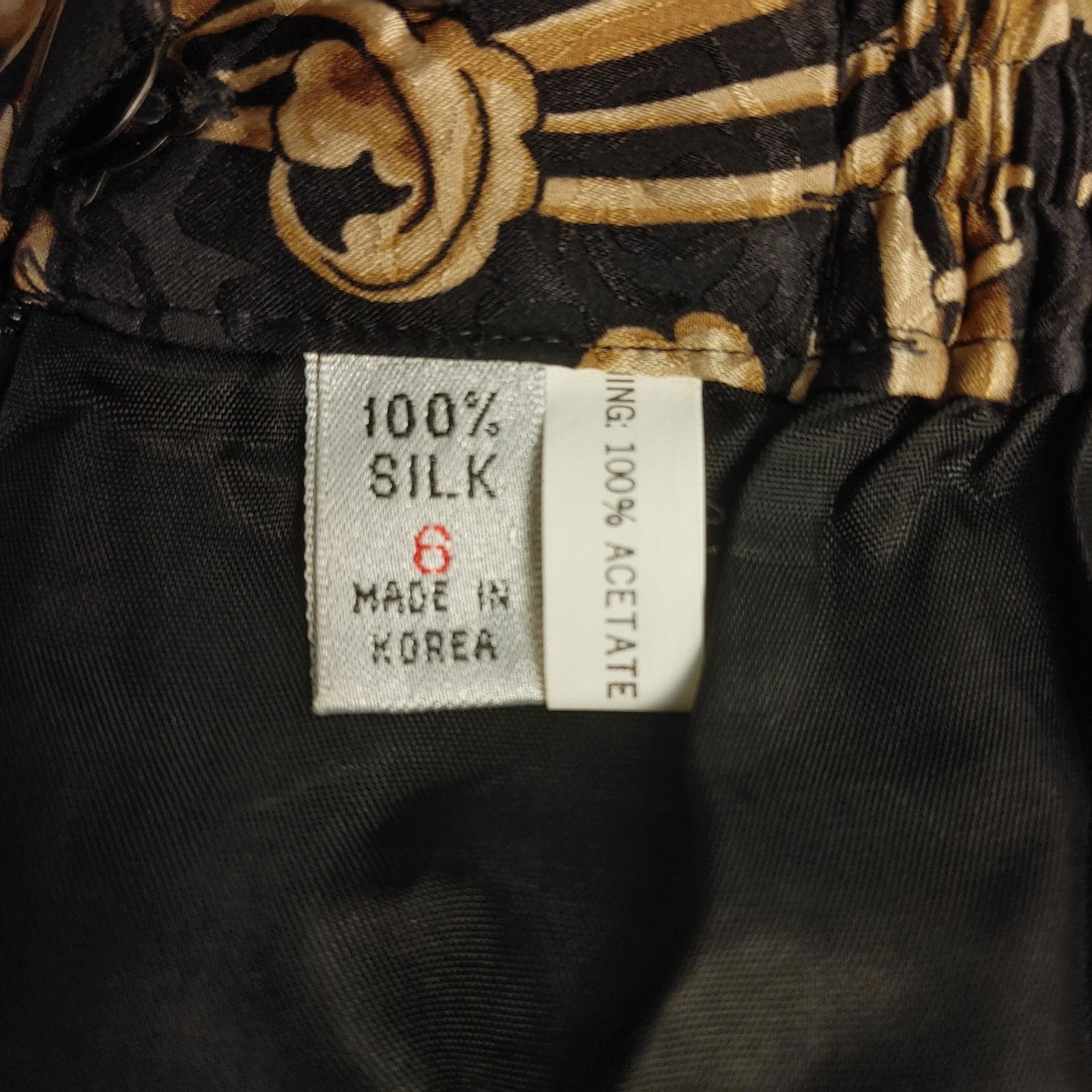 Other 100% Silk Women's 6 Black/Gold Floral Swirl Midi Skirt Size 28" / US 6 / IT 42 - 3 Thumbnail