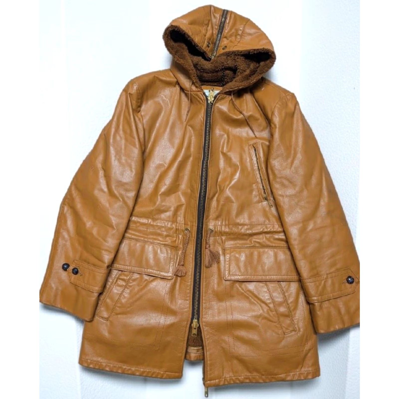London Fog VINTAGE London Fog COAT Parka Leather Cowhide 42R M Browns Mens Size US M / EU 48-50 / 2 - 2 Thumbnail