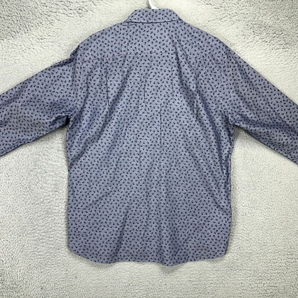 Vintage Hickey Freeman Button-Up Shirt Mens Large Blue Floral Long Sleeve Navy Cotton Breathable Preppy Slim Fit Size US L / EU 52-54 / 3 - 3 Thumbnail