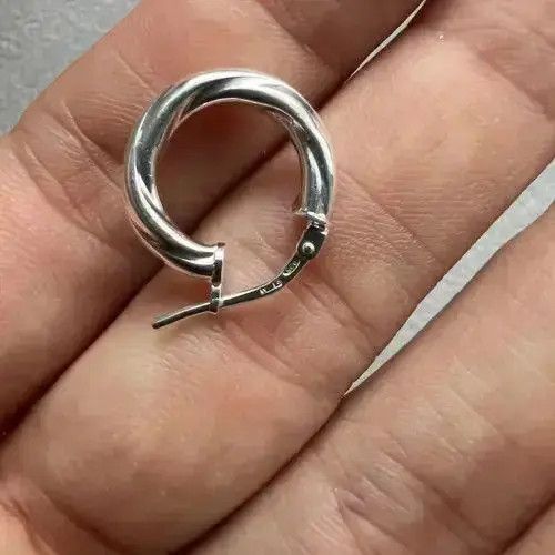 VIBE TWISTED STERLING SILVER HOOP EARRINGS for men Size ONE SIZE - 7 Thumbnail