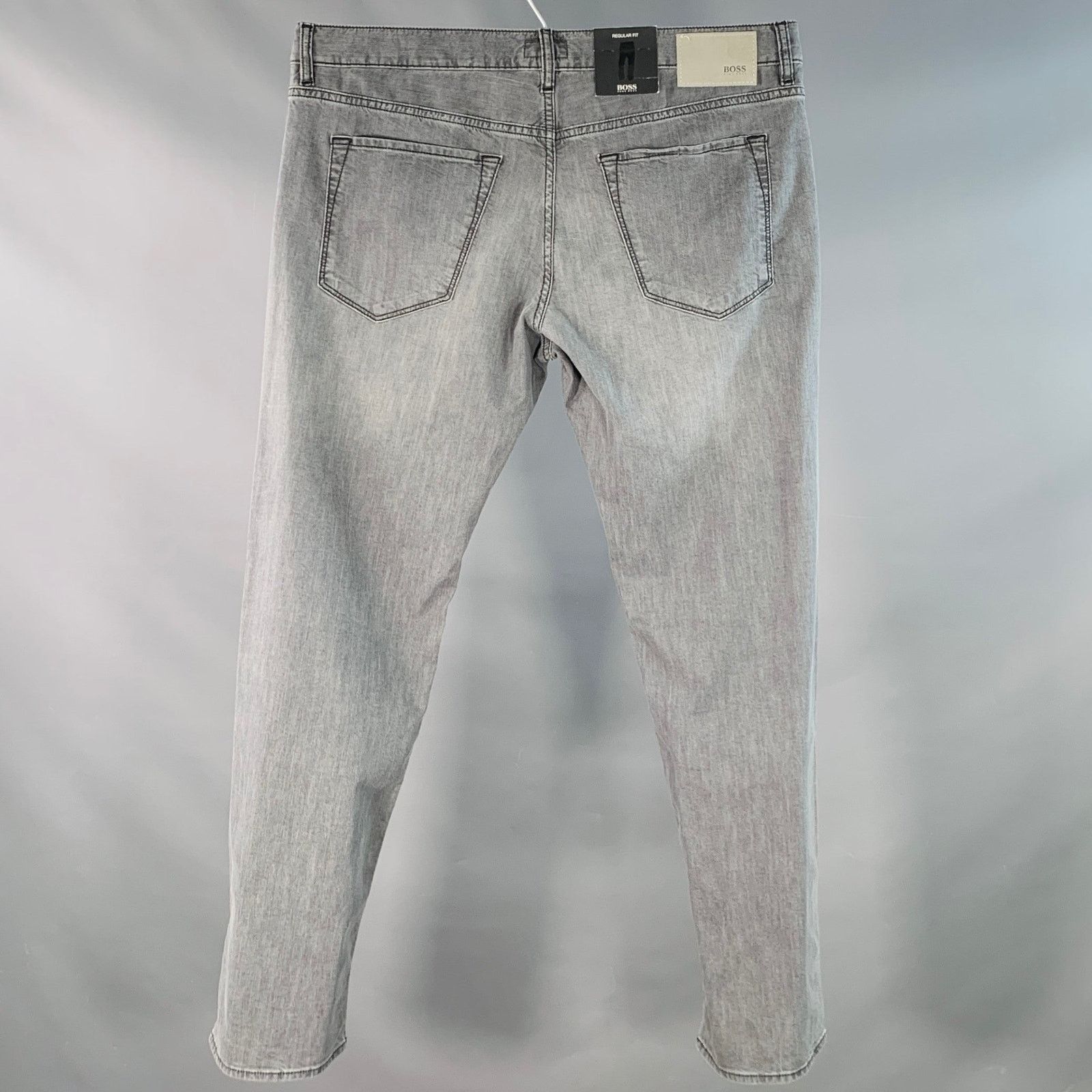 Hugo Boss Size 36 Grey Cotton Blend Straight Five Pockets Jeans Size US 36 / EU 52 - 3 Thumbnail