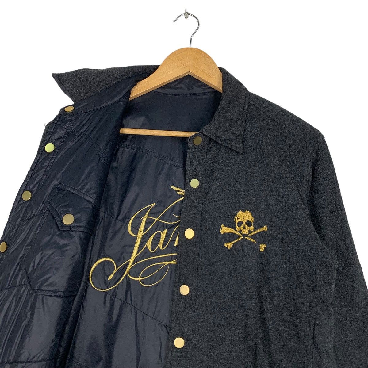 I Love Hand Jam Skulls Big Logo Button Jacket #1022-C46