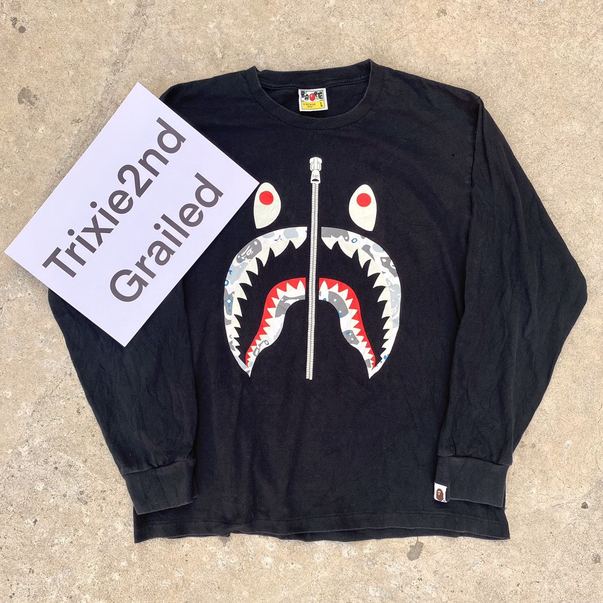 Bape BAPE Space Camo Shark Long Sleeve Tee (L) Size US L / EU 52-54 / 3 - 2 Thumbnail