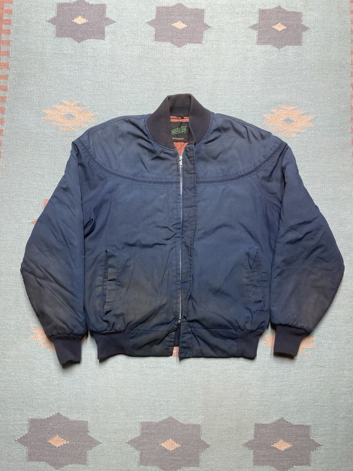 Vintage VTG 70s quilted bomber jacket master jac workwear blue 42 L Size US L / EU 52-54 / 3 - 1 Thumbnail