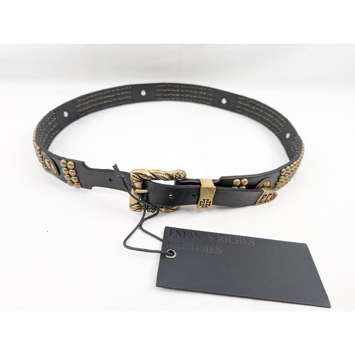Enfants Riches Deprimes o1rshd1 Q:2 / Size:110 / Antique Brass Jesus Coin Belt Black Size 44 - 11 Thumbnail
