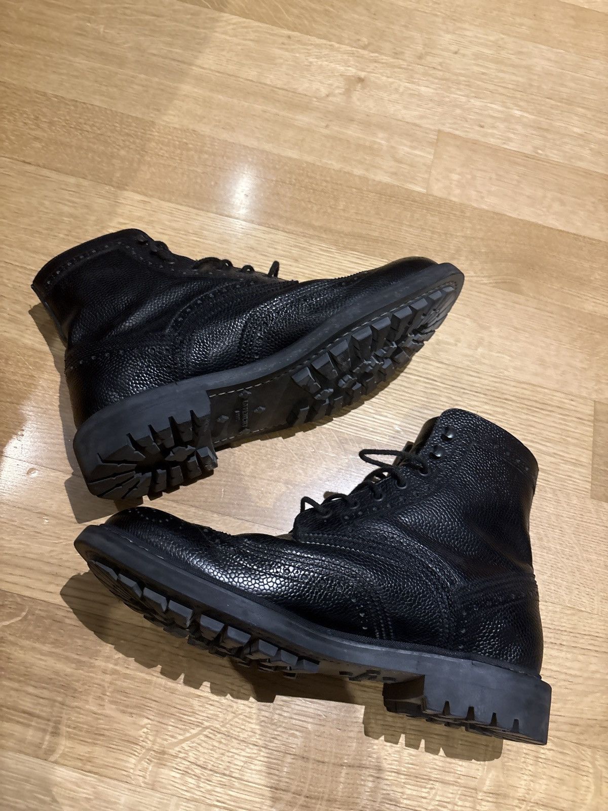 Givenchy Givenchy Lace-Up Leather Wingtip Boots Black Pebbled Leather Size US 10 / EU 43 - 3 Thumbnail
