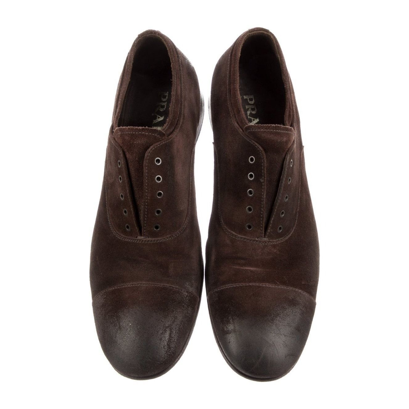 Prada Brushed Distressed Suede Cap Toe Oxfords Size US 8.5 / EU 41-42 - 1 Thumbnail
