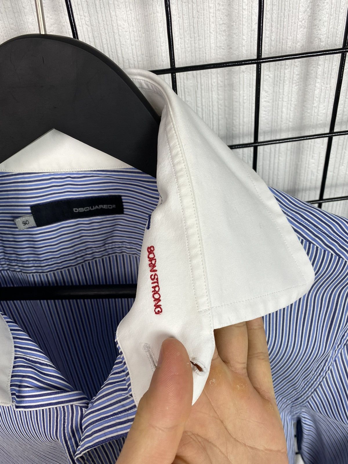 Dsquared2 Dsquared2 men striped shirt logo 50 size Blue white Size US M / EU 48-50 / 2 - 17 Thumbnail