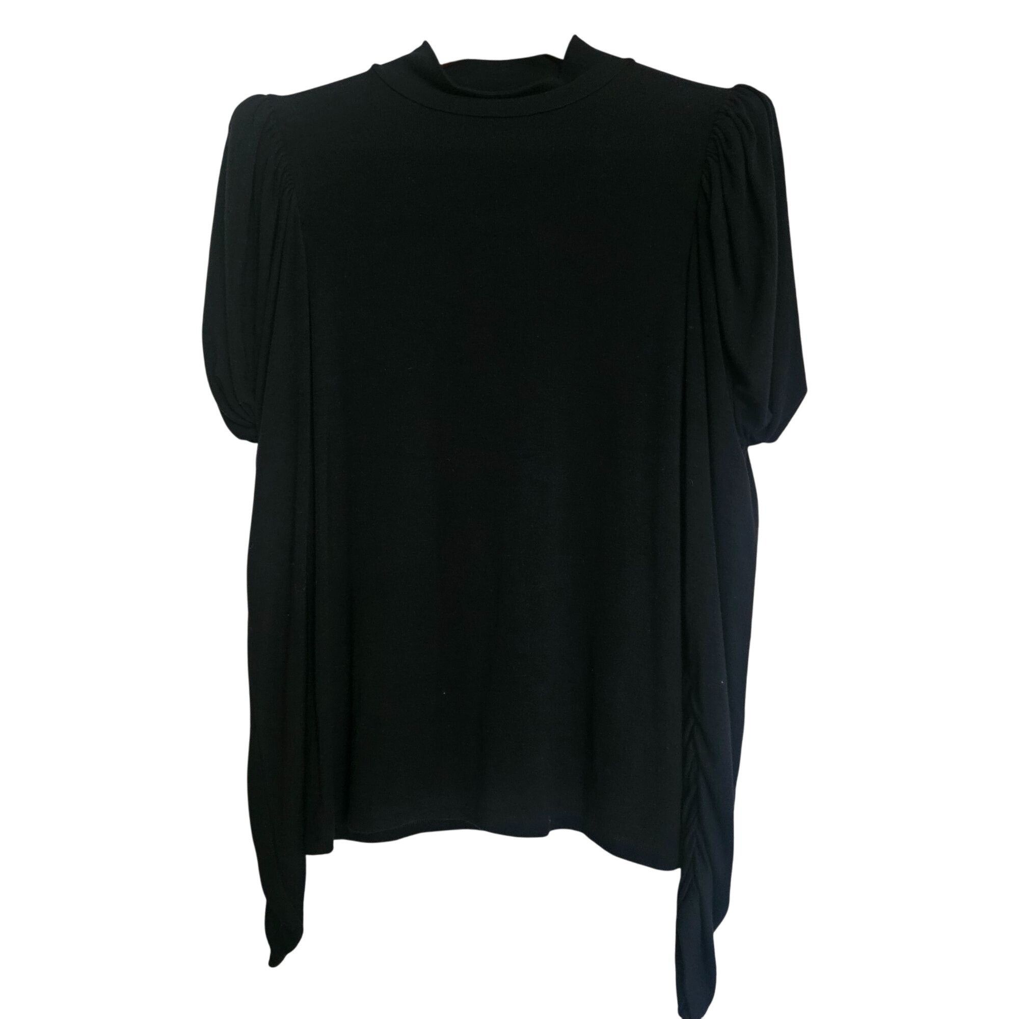 Rebecca Taylor Rebecca Taylor Women Black Puff Sleeve Mock Neck Top L Quiet Size L / US 10 / IT 46 - 2 Thumbnail