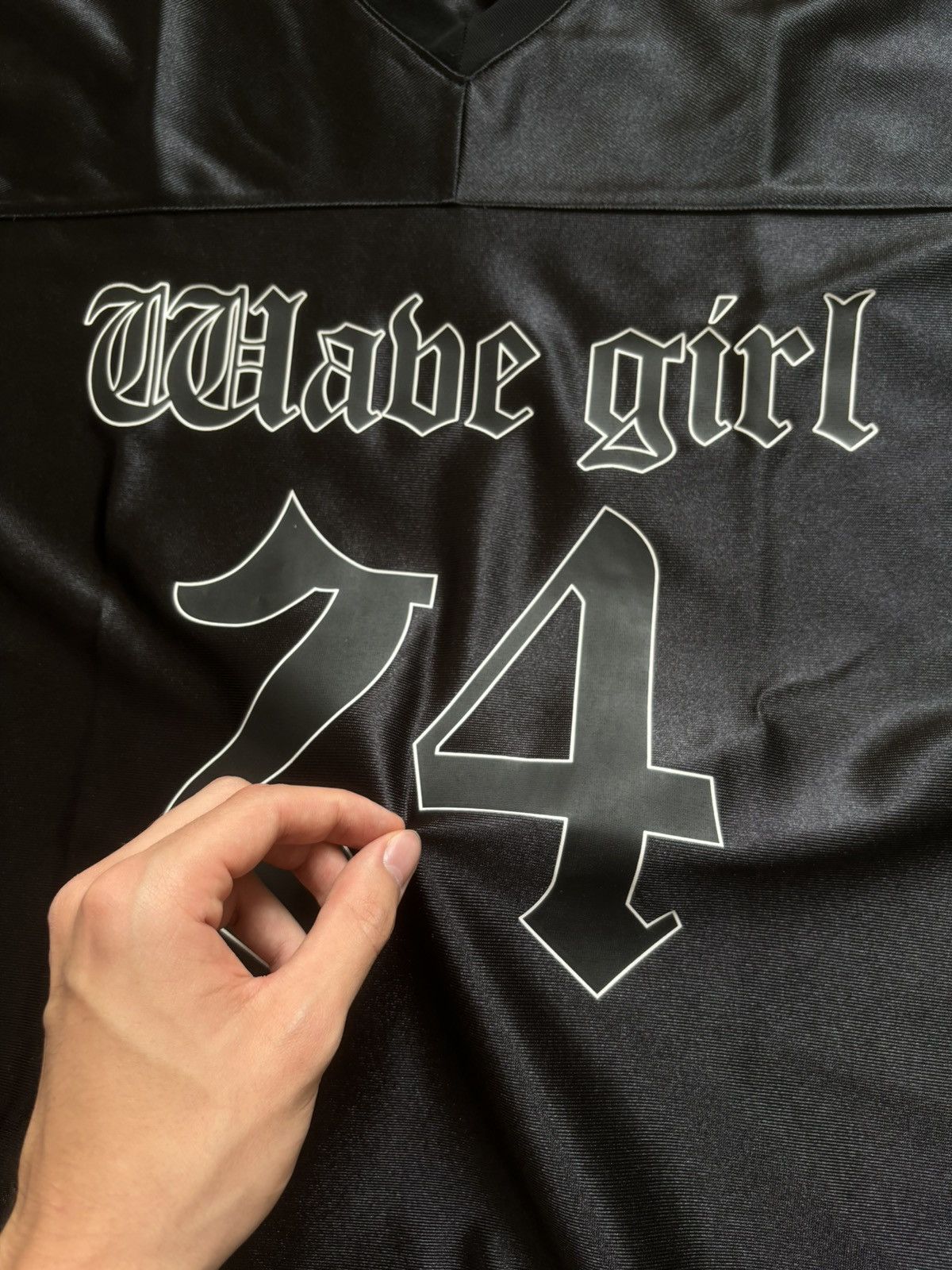 Japanese Brand × Vintage Vintage wave girl number 24 satin black football jersey Size US M / EU 48-50 / 2 - 7 Thumbnail