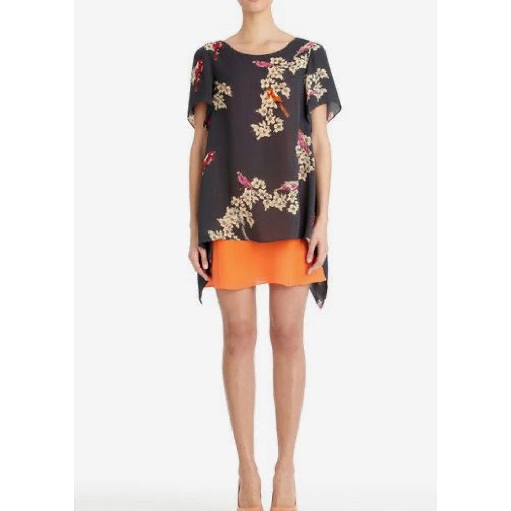 Other Rachel Roy Layered Silk Shift Blue Orange Dress Size L Size L / US 10 / IT 46 - 2 Thumbnail