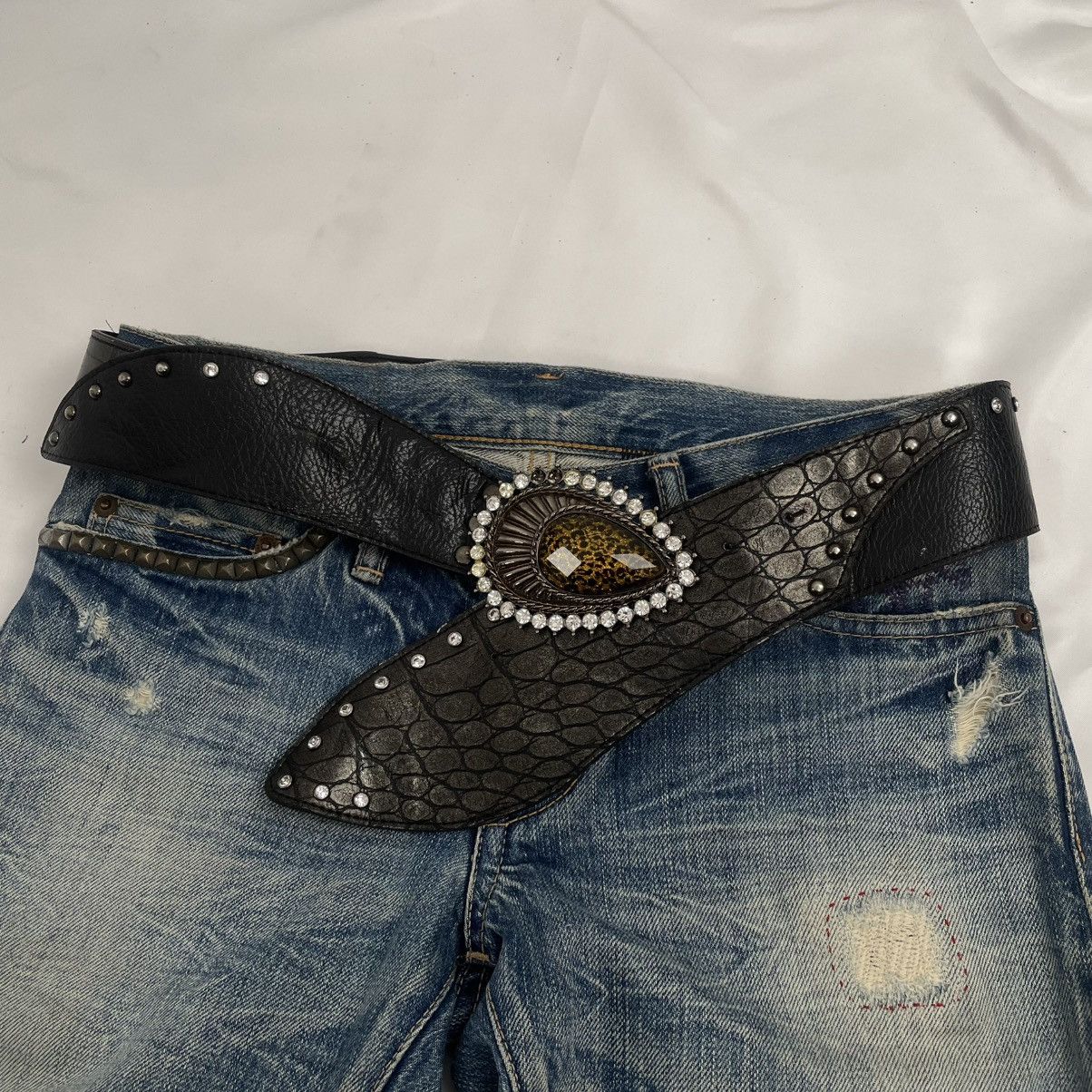 If Six Was Nine Black snakeskin big buckle belt punk goth styled Size ONE SIZE - 2 Thumbnail