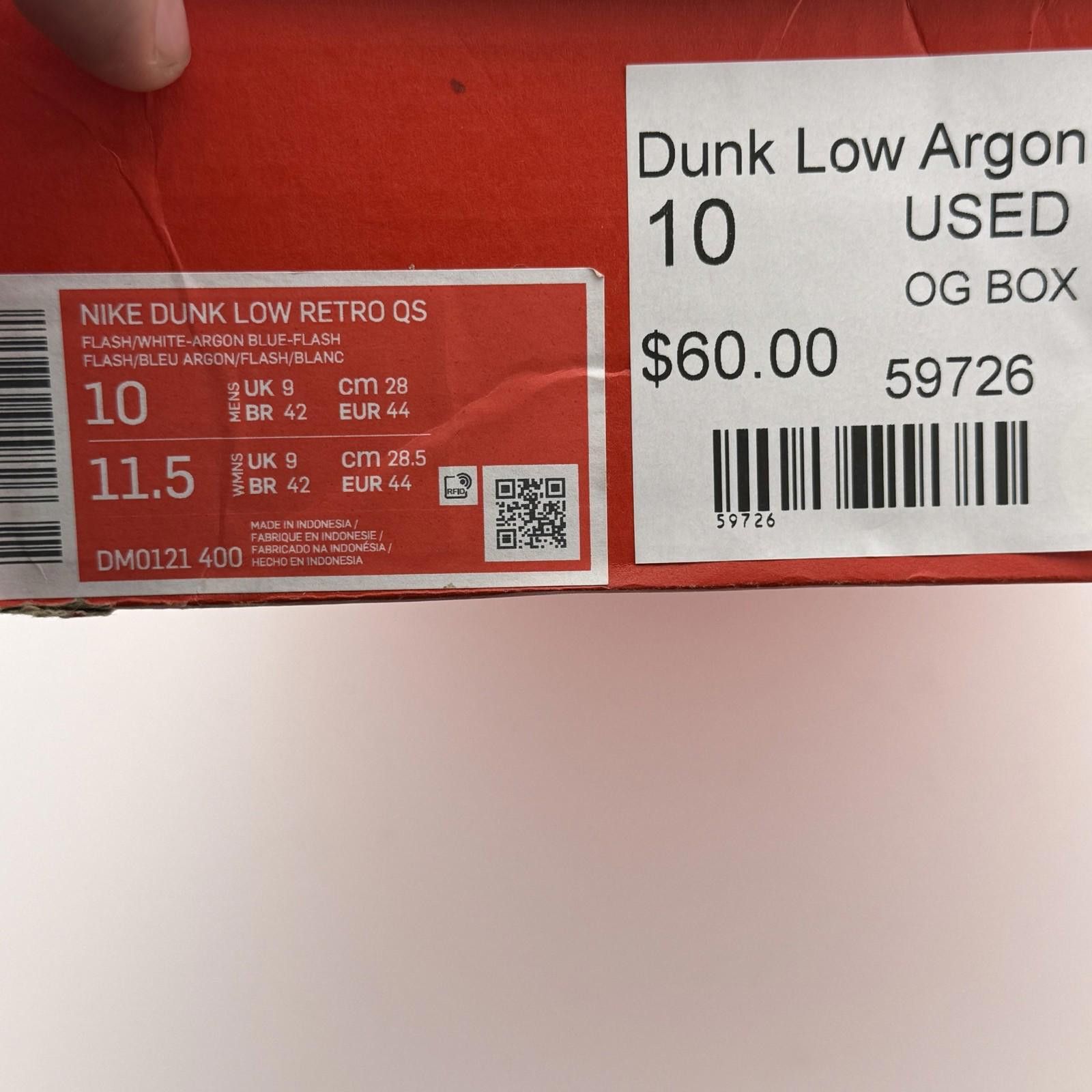 Nike Nike Dunk Low Argon Blue Flash US 10 Used OG Box Size US 10 / EU 43 - 7 Thumbnail