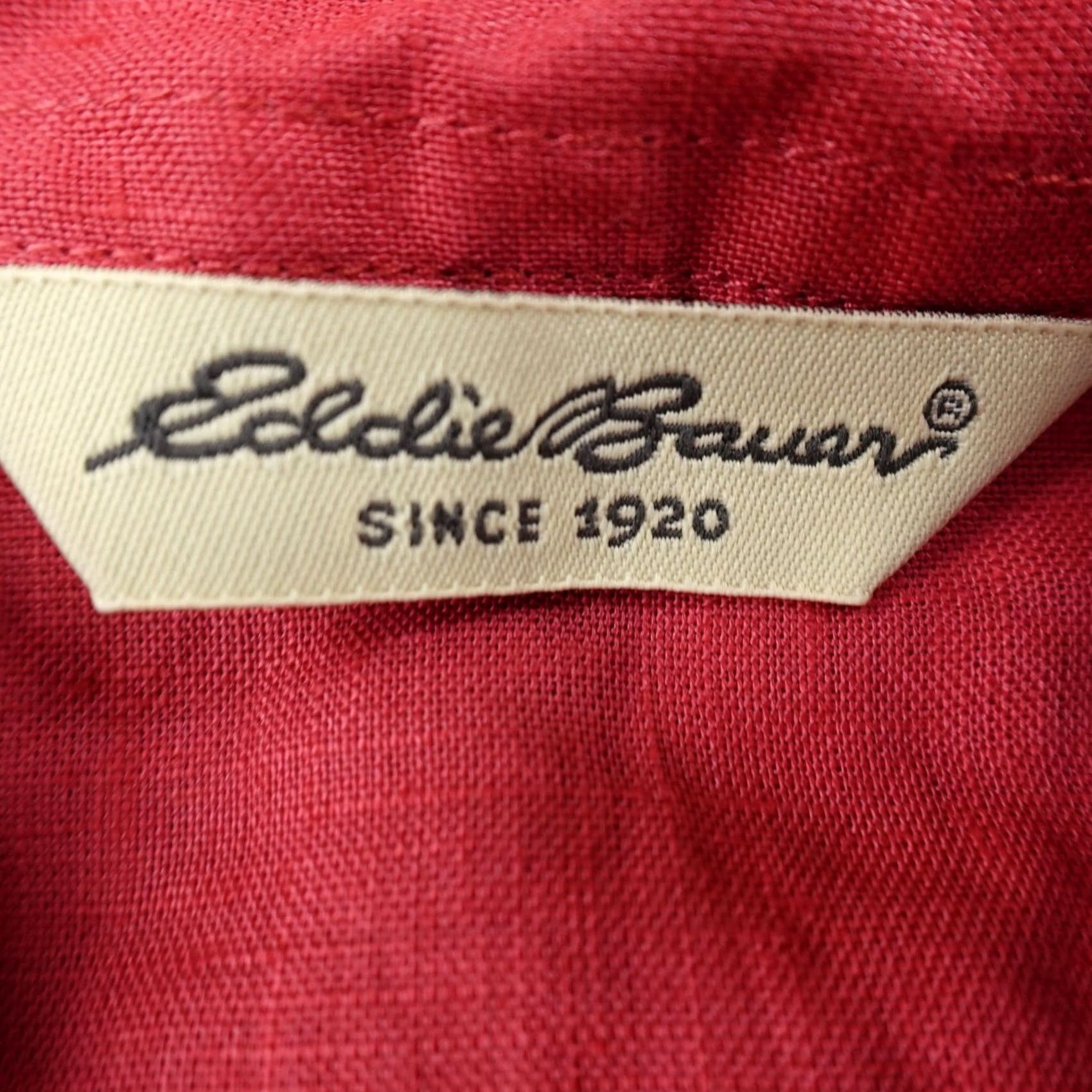 Eddie Bauer Eddie Bauer Shirt Womens L Red Linen Chambray Short Sleeve Button-Up Casual Top Size L / US 10 / IT 46 - 5 Thumbnail
