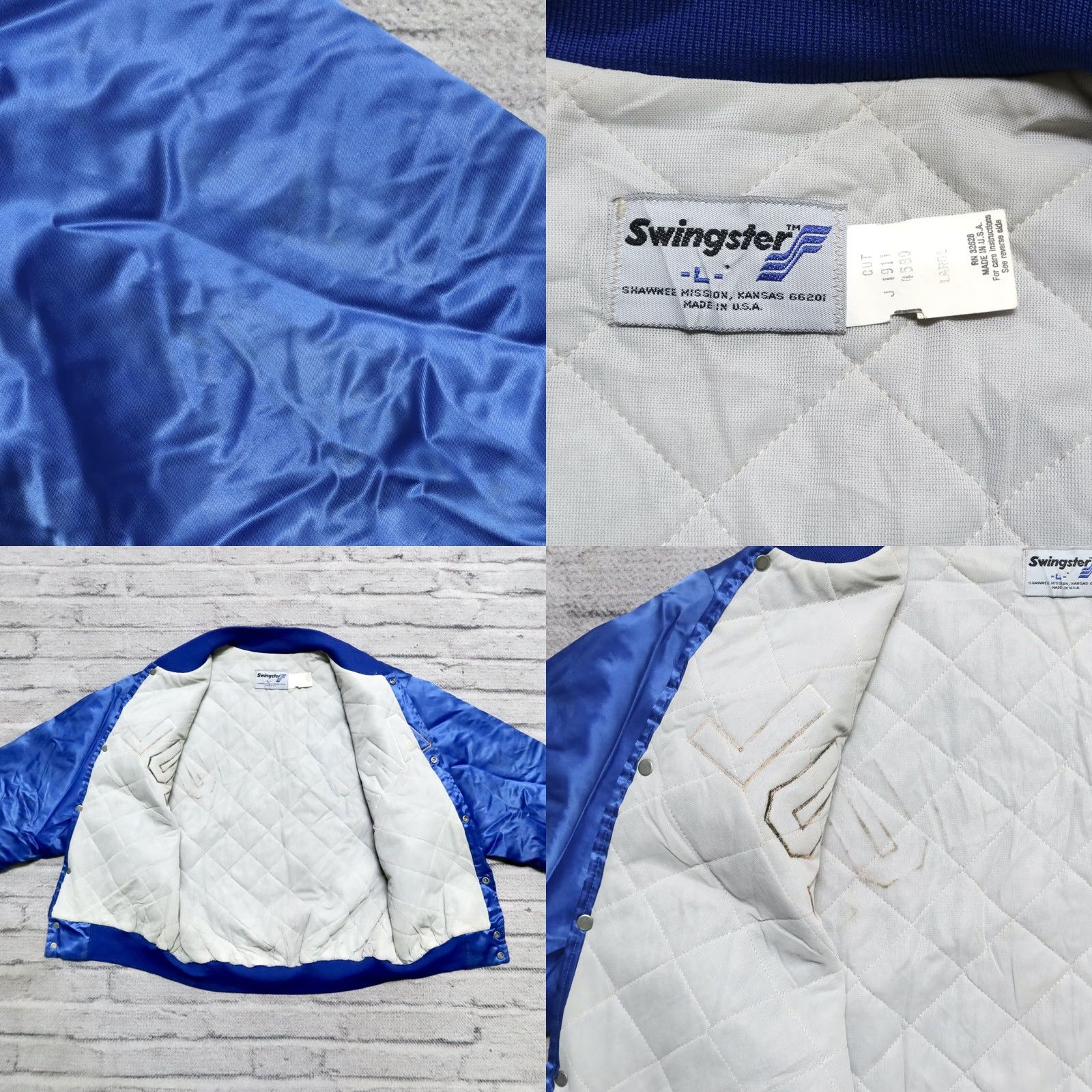 Vintage VINTAGE Tulare Logo Satin Jacket Mens L Blue Swingster Jacket Size US L / EU 52-54 / 3 - 9 Thumbnail