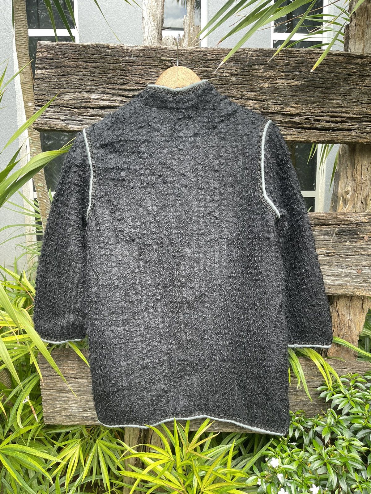 Designer Rare Rond Bonheur Black Textured Wool Jacket - Size 9 Size M / US 6-8 / IT 42-44 - 8 Thumbnail