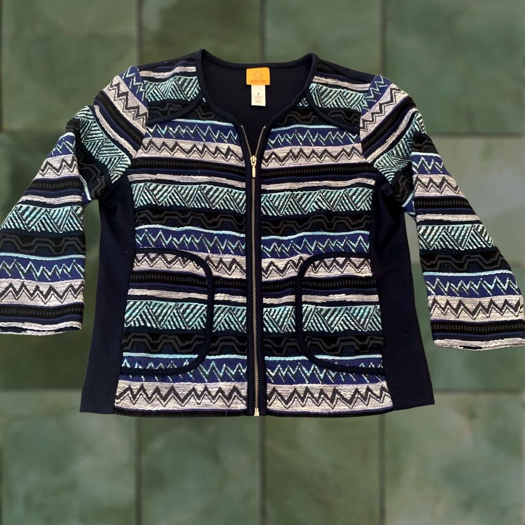 Vintage VINTAGE? No — Ruby Rd Sweater Womens 10 Zip Up Geometric Pattern Pockets Jacket Size L / US 10 / IT 46 - 1 Thumbnail