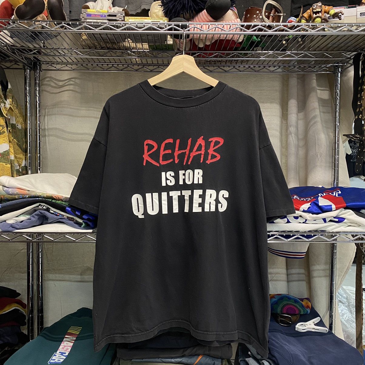 image of Fashion Victim x Humor Vintage 1990S Rehab Is For Quitters Dare Parody Boxy in Black (Size XL)