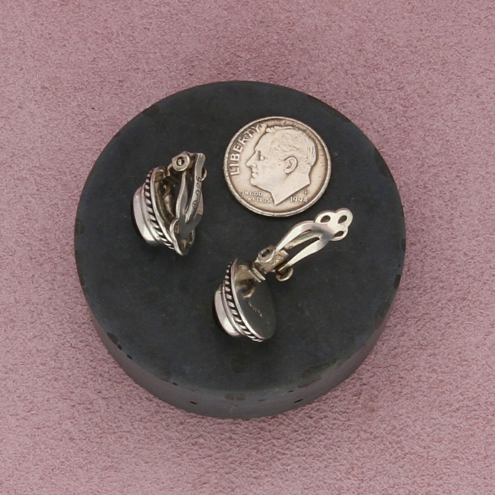 Sterling Silver sterling silver vintage braided onyx clip-on earrings Size ONE SIZE - 2 Thumbnail