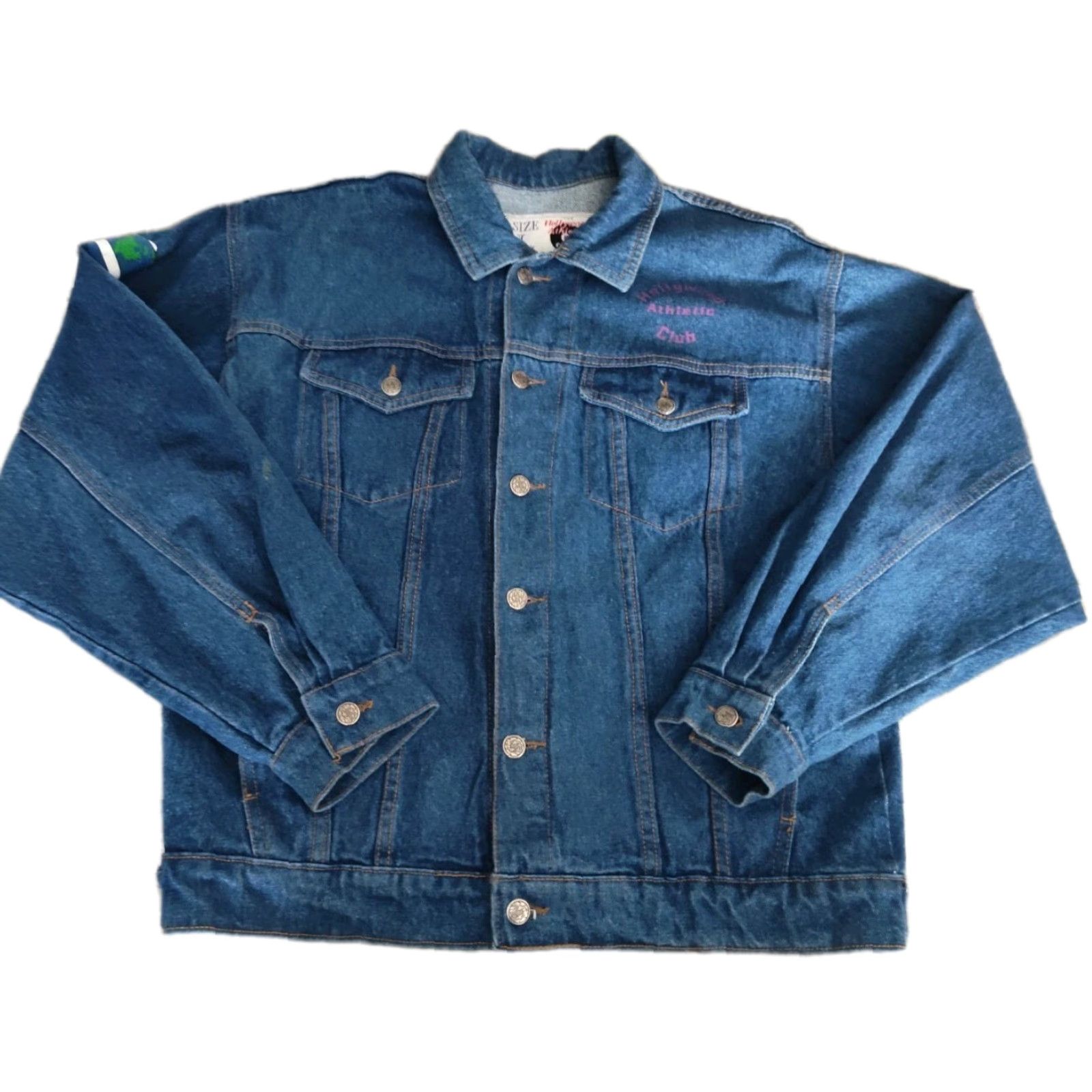 Vintage VINTAGE Hollywood Athletic Club Denim Jacket Mens Size L Blue 80s 90s Sunset Boulevard Embroidered Size US 33 - 2 Thumbnail